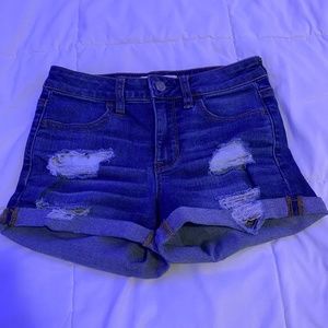 Woman Ripped Jean Shorts